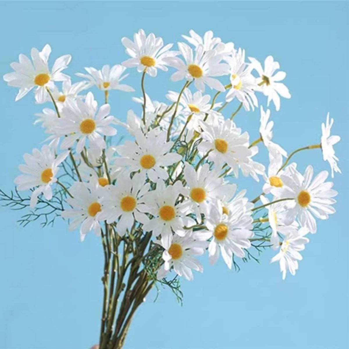 Set van 12 UV-bestendige kunstbloemen in het wit voor decoratie