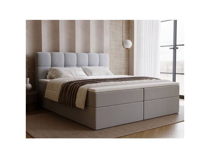 Lit complet - avec matelas - lit adulte - velours - gris clair - Maison 180x200