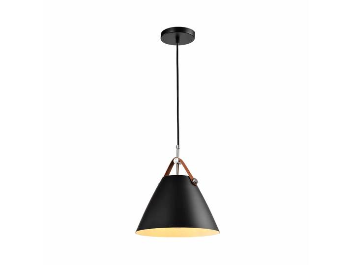 QUVIO Hanglamp modern - Kegel met leren riempje - Diameter 27 cm