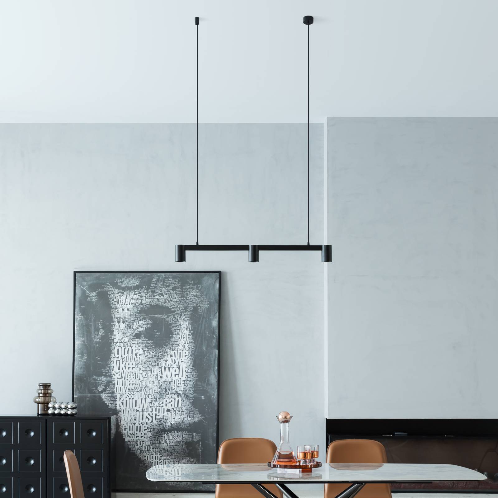 Hängelampe Brinja Arcchio, dimmbar, schwarz, für Wohn- / Esszimmer, Aluminium, Modern, Pendelleuchte