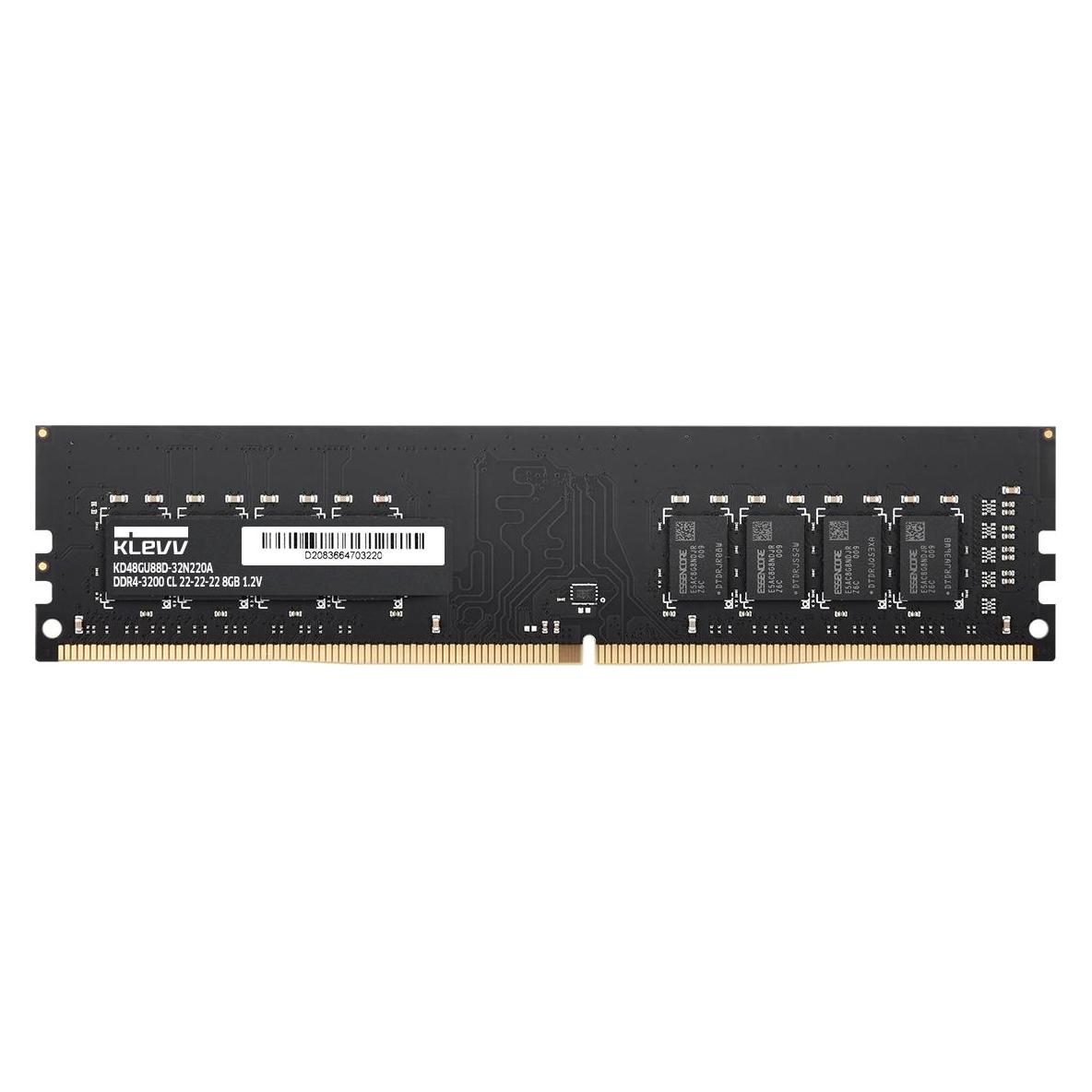 Klevv 8GB Standard DDR4 UDIMM 3200Mhz Black Bulk (1 x 8GB, 3200 MHz, DDR4-RAM, DIMM) (KD48GU880-32N2200)