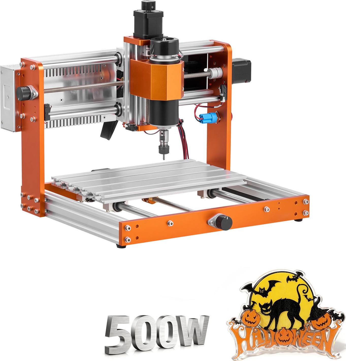 SucceBuy CNC-Fräsmaschine, 500-W-Spindel, 3-Achsen-Graviermaschine, Arbeitsbereich 300x180x80 mm, Offline-Steuerung, Endschalter, Not-Aus