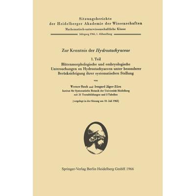 Zur Kenntnis der Hydrostachyaceae, Taschenbuch von Werner Rauh,Irmgard Jäger-Zürn, Springer Berlin, 978-3-540-03661-6
