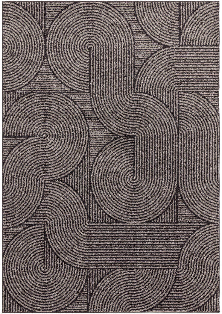 Isabelline Bradshaw Charcoal Geometric Area Rug Charcoal Rectangle 200 x 290cm