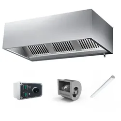 Kastenhaube mit Motor 1500x900x450 mm mit Dimmer, Beleuchtung, Filter und Ablaufhahn PREMIUM / GOLDINOX