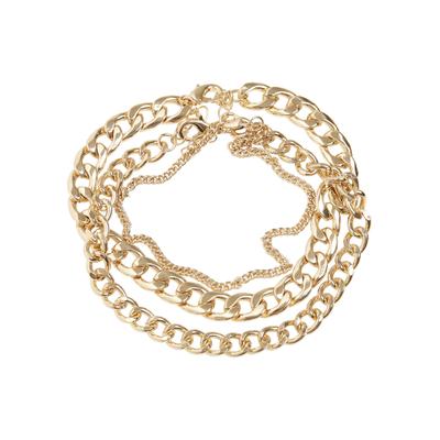 Fußkette URBAN CLASSICS "Urban Classics Unisex Layering Anklet" Gr. S, gold, Fußketten, Damen, S/M, Metall