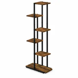 DanDiBo Blumenregal Indoor Metall Schwarz 6 Etagen Holz 96581 Blumentreppe Pflanzenständer Modern Blumenständer Design