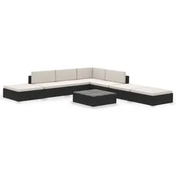 Helloshop26 - Gartenmöbel-Set 8-teilig mit Kissen schwarzes Kunstharzgewebe 02_0017764