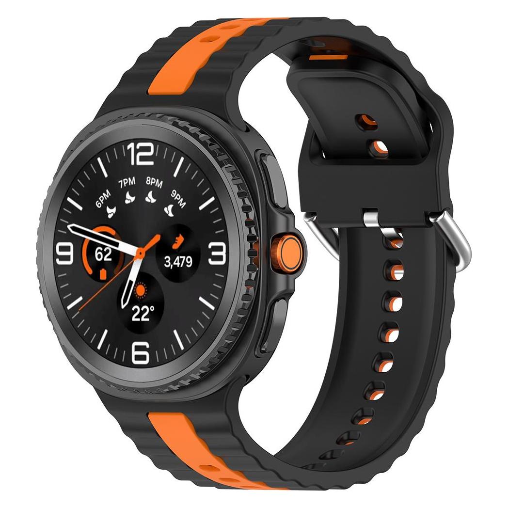 Techsuit - Watchband (W078) - Samsung Galaxy Watch8 40mm/Watch8 44mm/Watch8 Classic - Black / Orange (Silicone) (59669482)