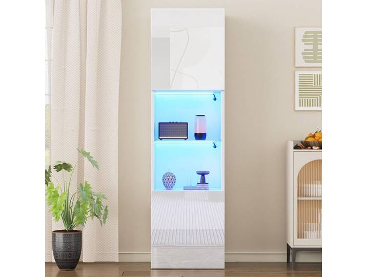 Vitrine - Gutent - Indépendante - Éclairage LED - 2 portes - Blanc - 45x35x160 cm