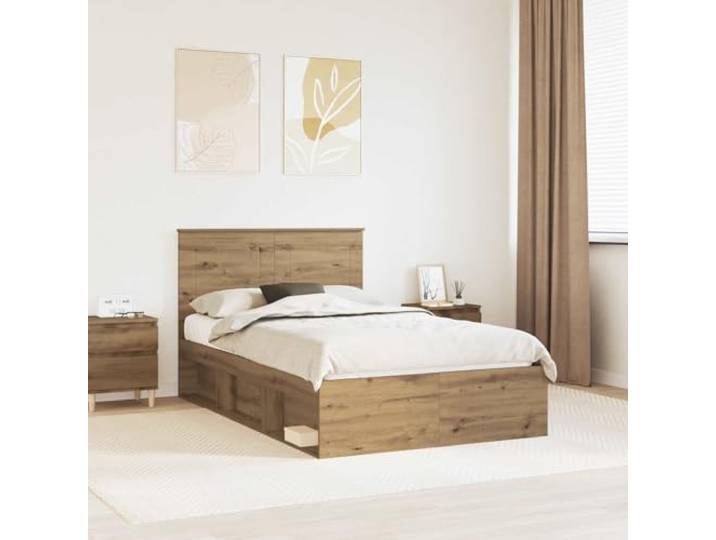 RJPLMFV Bettgestell, Massivholz, 120 x 190 cm Modernes Design, Kopfteil aus Kiefernholz, einfache Reinigung, Lattenrost im Lieferumfang enthalten