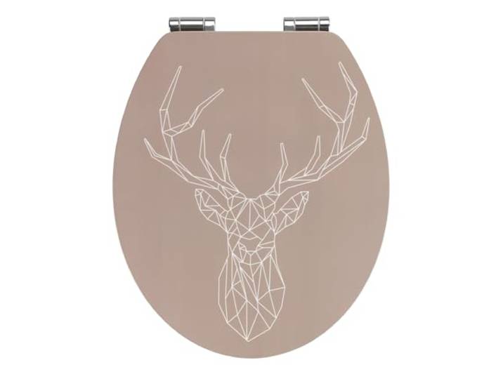 WENKO Abattant Premium Stag - Abattant WC avec système d'abaissement automatique\, MDF\, 37.5 x 44 cm\, Multicolore