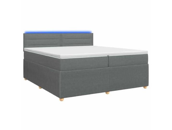 KTHLBRH Boxspringbett mit Matratze dunkelgrau 200 x 200 cm Verstellbares Kopfteil, Taschenfedern, mehrfarbige USB-LEDs, Holztechnik, abnehmbare Bezüge