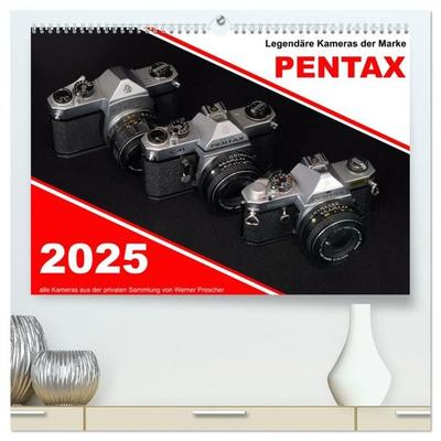 Legendäre Kameras der Marke Pentax (hochwertiger Premium Wandkalender 2025 DIN A2 quer), Kunstdruck in Hochglanz