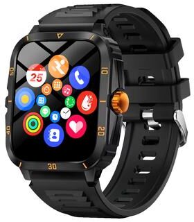 Inspire Daily Merch Popular Smartwatch With HD Full Touch Screen Wireless Calls Sports Modes Sedentary Reminders And Message Alerts black Golden