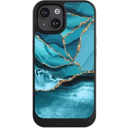 Nivocase Hülle für Apple iPhone 15 Handyhülle NIVOcore Case Schwarz Edelstein Glitzer Look Marmor (Apple iPhone 15), Smartphone Hülle, Schwarz