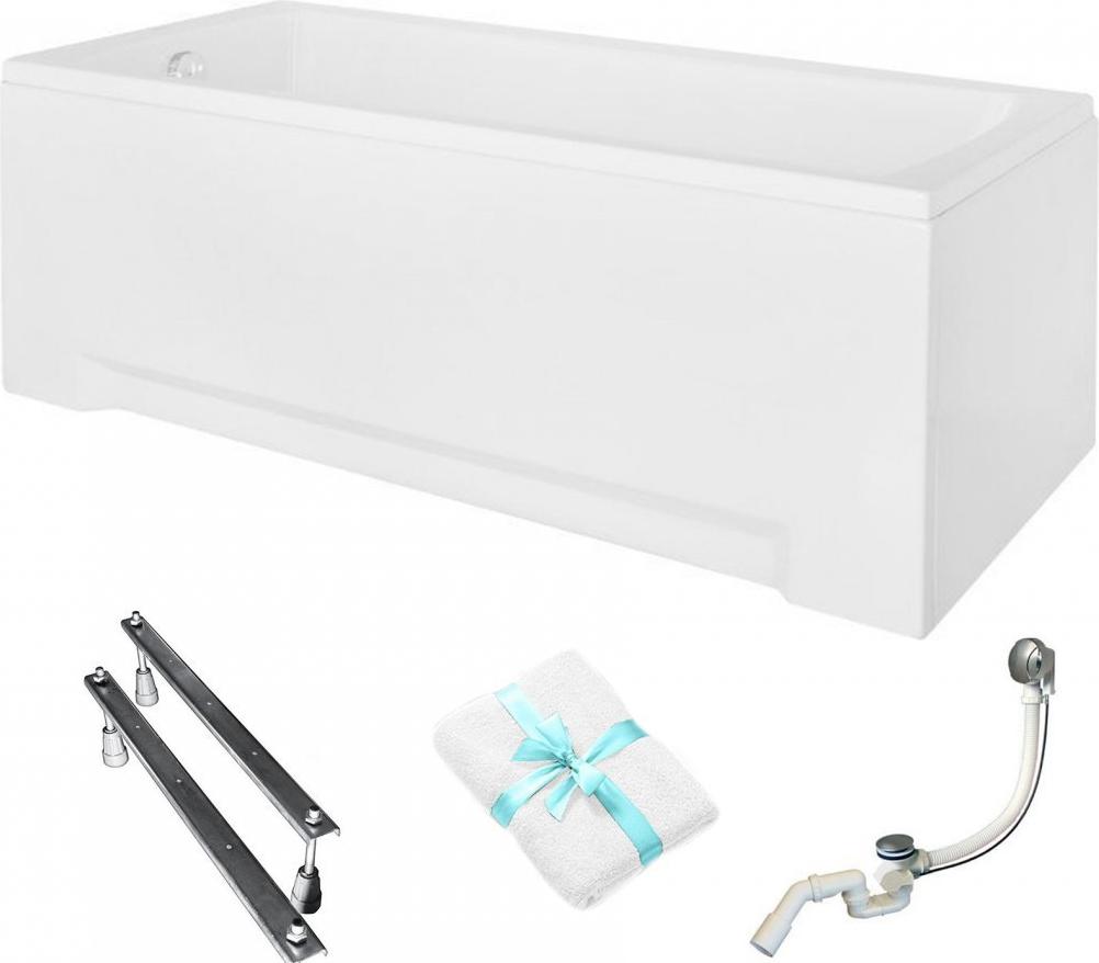 Aqua For You | Badewanne - Besco Rechteckbadewanne - 160 x 70 Cm - Antibakterielle Beschichtung - Acryl - mit Siphon - mit Verkleidung