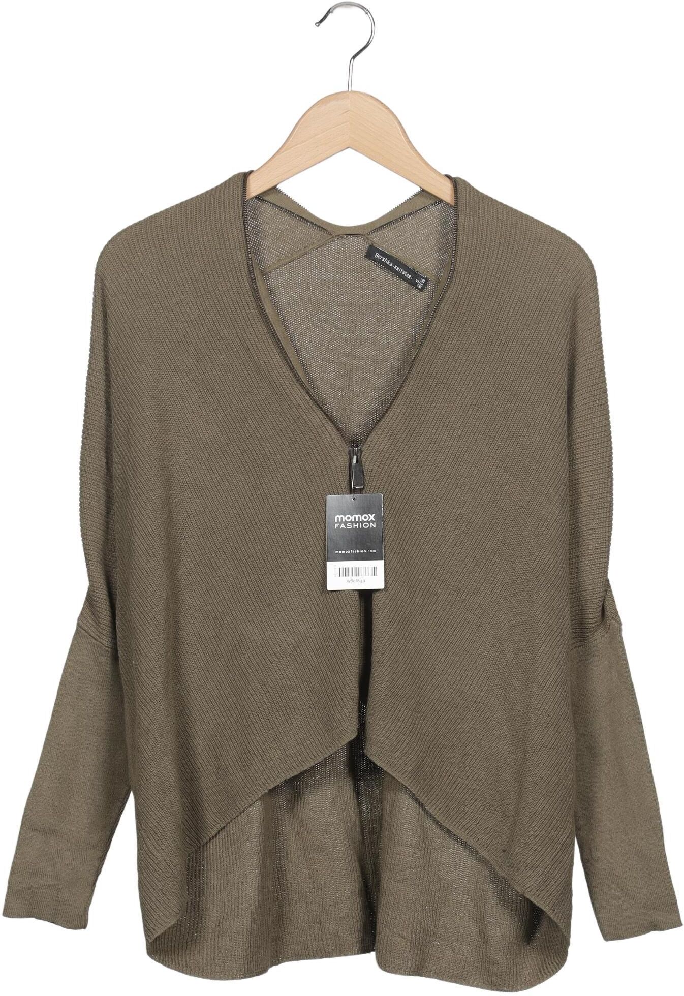 bershka Damen Strickjacke, Grün, Gr. S, Baumwolle - Second Hand
