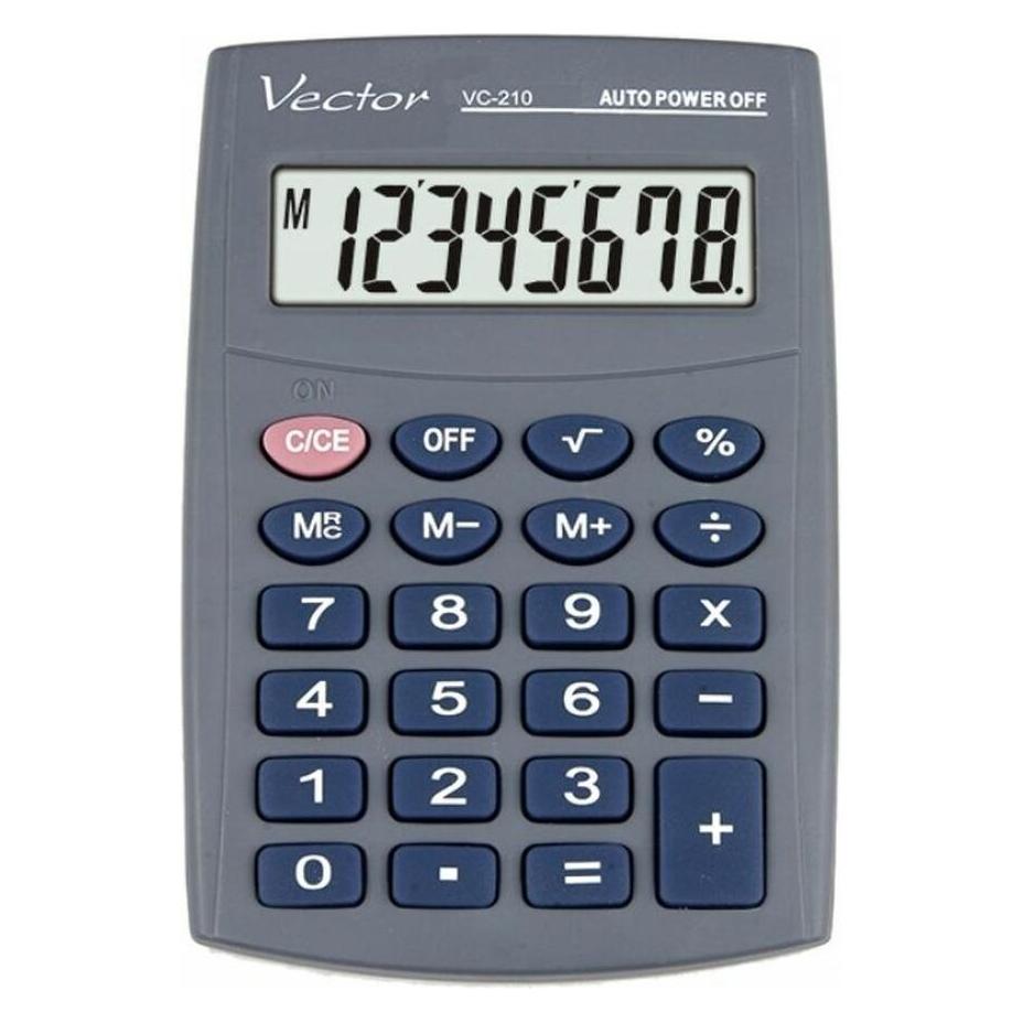 Vector Taschenrechner KAV VC-210III 8-stellig 64 x 98 5 mm grau (Batteriebetrieb) (Vector KAV VC-210III)