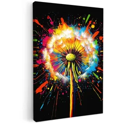 LEINWANDBILD Löwenzahn - Graffiti - Farbenfroh - Blumen - Natur Deko Wohnzimmer 20x30 cm