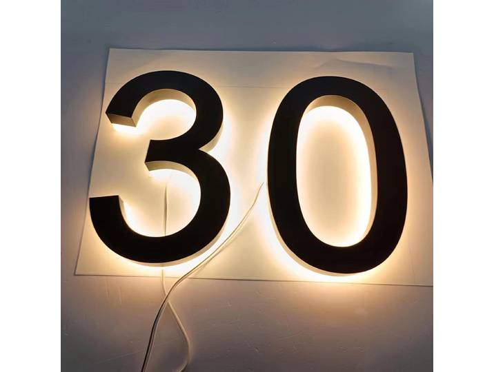 Lettres et numéros 3D LED en acier inoxydable, peinture métallisée, étanches pour extérieur, pour numéros de maison, villas, plaques de porte et enseignes d'adresse