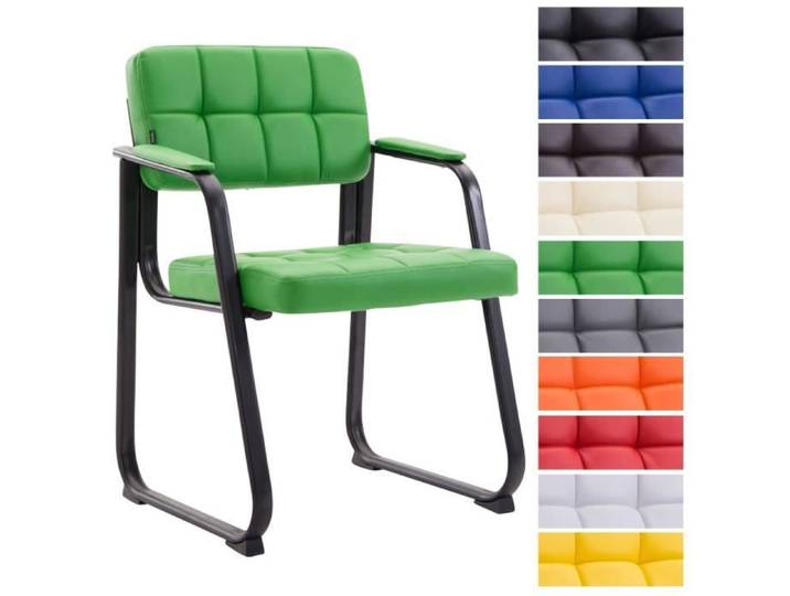 Chaise de visiteur Canada B en similicuir - CLP - Vert - Métal noir - Confortable et design