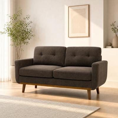 Loedds 65-Inch 2-Seat Upholstered Sofa with Tufted Detail & Wood Legs