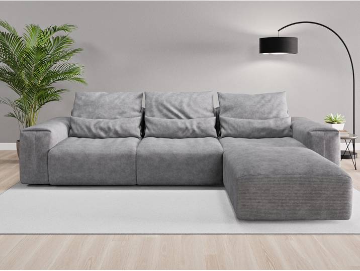 Ecksofa Denver Nr. 1 rechts - Grau (Dunkelgrau) - Cordstoff