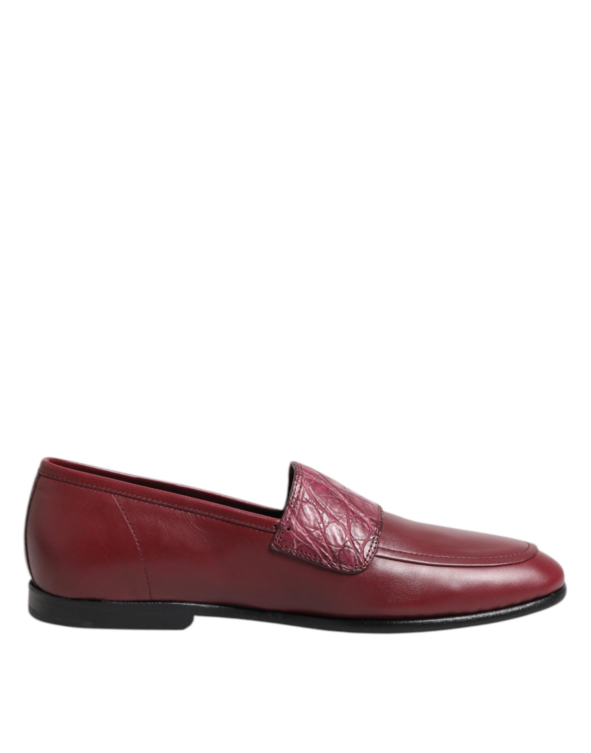 Dolce & Gabbana burgunderfarbene lederne formelle Slipper
