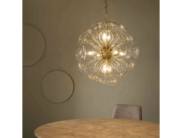 Lustre en verre et métal finition laiton