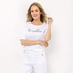 STRANDFEIN Shirt, 1/2-Arm Rundhalsausschnitt Logo-Druck figurumspielend