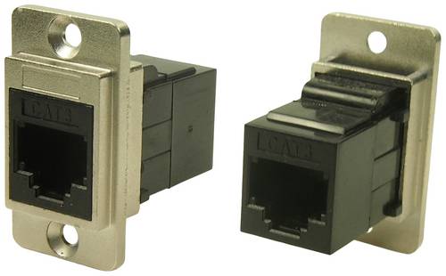 Cliff CP30724M DUALSLIM METALL CAT3 RJ12 CSK CP30724M Adapter, Einbau Nickel, Schwarz 1St.