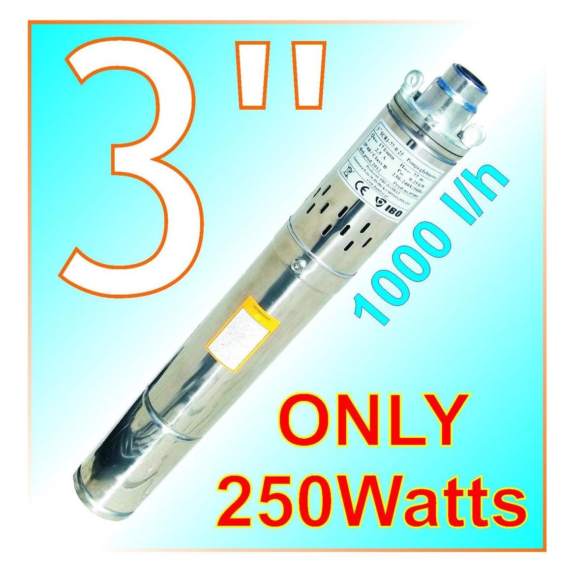 IBO 3 SCR-Tiefbrunnenpumpe - 0,25 kW - 230 V - 1020 l/h - 75 mm Durchmesser (46900584)