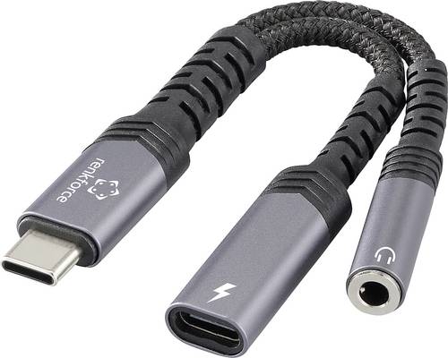 Renkforce USB-C, Audio Adapterkabel [1x USB-C Stecker - 1x Audio, stereo (3.5mm Klinke), USB-C Buchse (Power Delivery)] USB-C