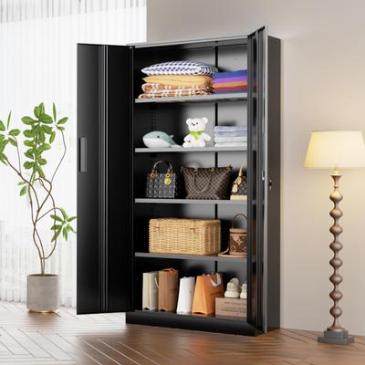 SUNCROWN "36""-71"" Lockable Metal File Cabinet with Adjustable Shelves, Tall Steel File Cabinet for Home Office, Pantry Storage Cabinet"