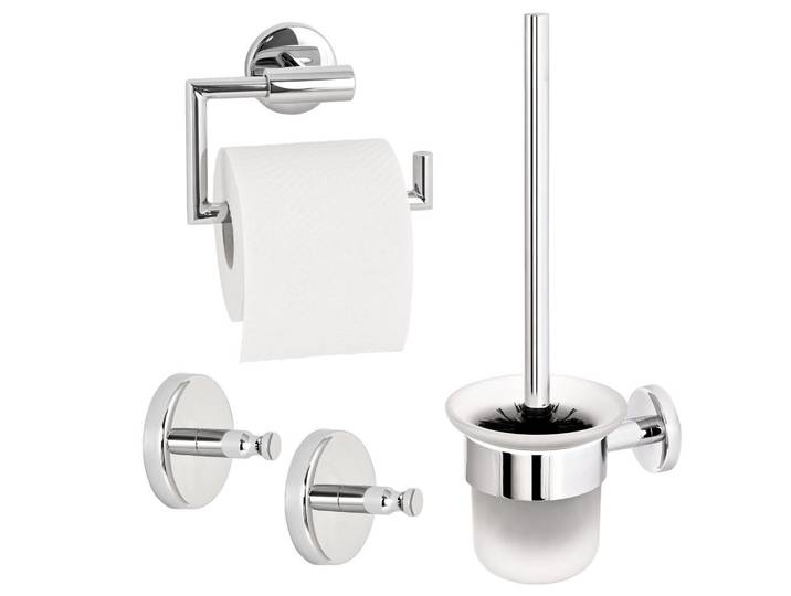 bremermann Badezimmer-Zubehör-Set Lucente 3tlg, Edelstahl, verchromt, Chromfarben, Metall, 14.5x35x11.5 cm, Badezimmer, WC Ausstattung, Toilettenpapierhalter