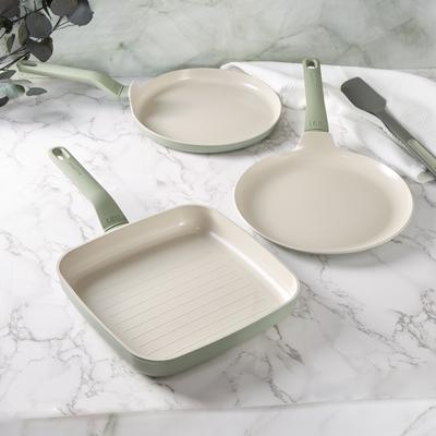 BergHOFF Balance 3Pc Non-stick Ceramic Specialty Cookware Set, Recycled Aluminum, Sage