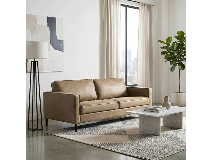 Livetastic 2,5-Sitzer, Graubraun, Metall, Echtleder, Rindleder, 168x85x92 cm, Stoffauswahl, Hocker erhältlich, Rücken echt, Wohnzimmer, Sofas & Couches, Sofas, Ledersofas
