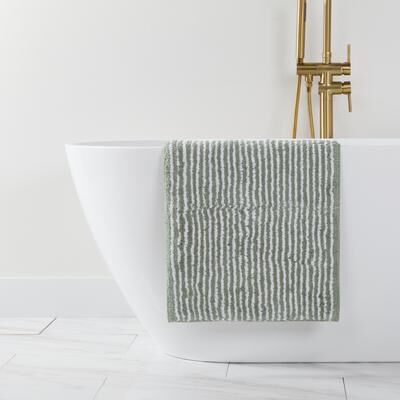 Becky Cameron 100% Cotton Pinstripe Patterned Bath Mat