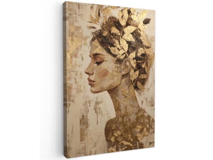 LEINWANDBILD Frau - Gold - Abstrakt - Textur Wanddeko 40x60 cm