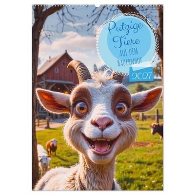 Putzige Tiere - Auf dem Bauernhof (Wandkalender 2027 DIN A2 hoch), CALVENDO Monatskalender