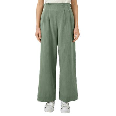 Webhose QS, Damen, Gr. 34, Länge 32, grün (olive), Web, Obermaterial: 53% Viskose, 35% Polyester, 12% Polyamid, bequem lang, Hosen, weites Bein mit Gummzug am Bund