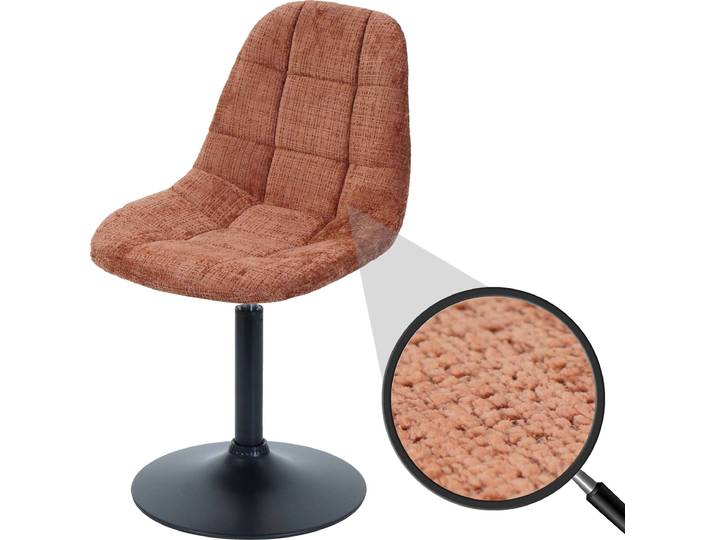 Chaise de salle à manger HWC-A60\, chaise de cuisine chaise pivotante\, acier tissu/textile chenille (465g/m²) ~ terracotta