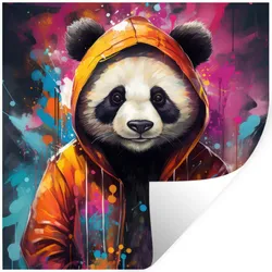 WANDTATTOO Panda - Jacke - Graffiti - Orange Wanddeko 50x50 cm