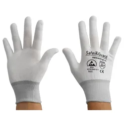 SAFEGUARD ESD-Handschuh, weiß/hellgrau, ohne Beschichtung, L