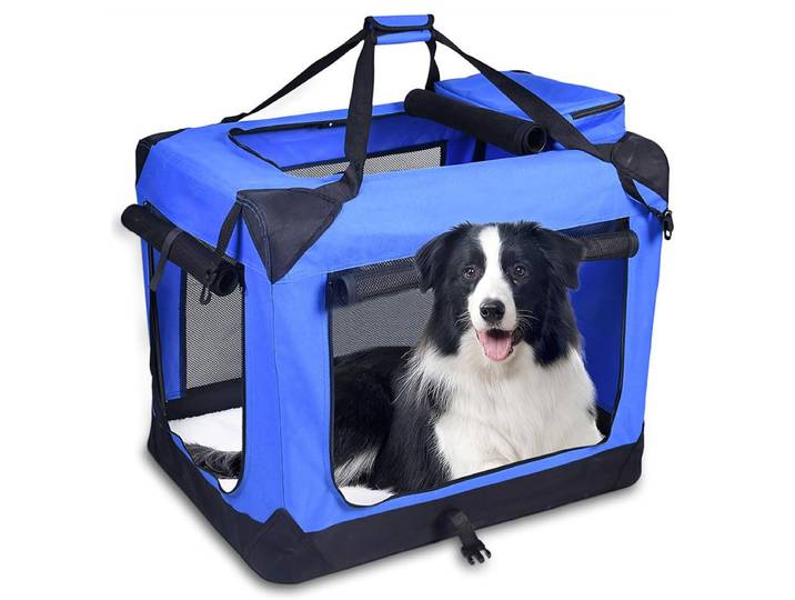 Caisses souples pour chiens, chenil pour animaux de compagnie, 3 portes, pliable, porte-voiture de voyage pour animaux de compagnie, avec sangles et tapis pour chiens, chats, lapins