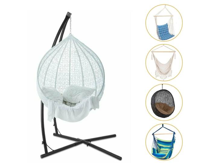 Support de chaise hamac Homfa type C/type X, cadre en acier solide avec crochet pour balancelle de porche, chaise hamac réglable en hauteur 210 cm