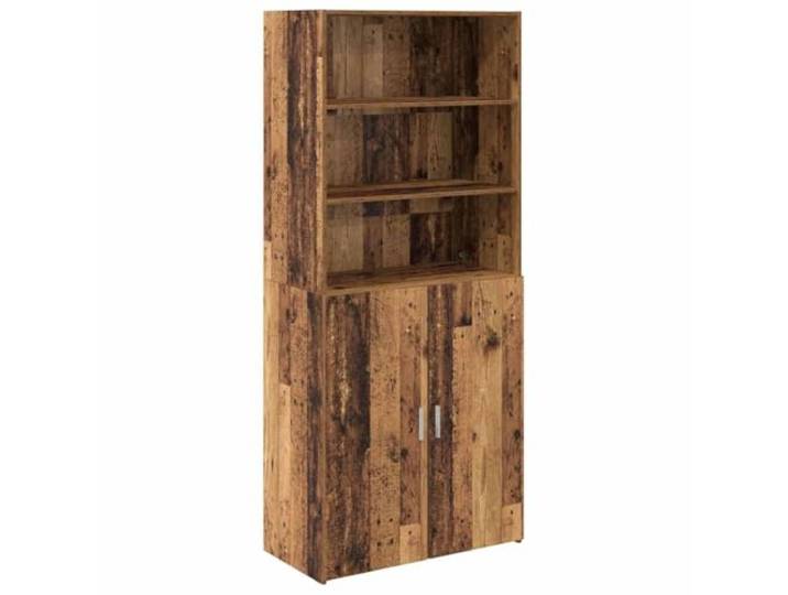 Highboard Altholz 80 x 42,5 x 185 cm Holzwerkstoff Mattes Finish, Metallstangengriffe, sanfte Scharniere, Regale, pflegeleicht, modernes Design