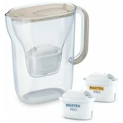 Brita Style Essential inkl. 1x Maxtra Pro Extra Kalkschutz, 1x Maxtra Pro Pure Performance, Wasserfilterkanne, Transparent, Beige
