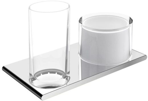 Keuco Edition 400 Doppelhalter 11553139000 Schwarzchrom gebürstet, für Glas und Lotionspender